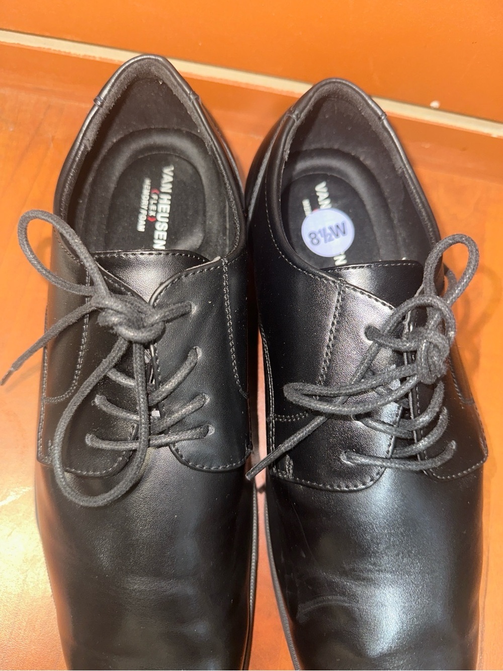 Van Heusen Men’s Black Dress Shoes 8.5W Flex Memory Foam Oxford Formal  Shoes - Picture 4 of 7